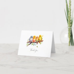 Tarjeta De Agradecimiento Ave suave en la rama de árbol Baby Shower