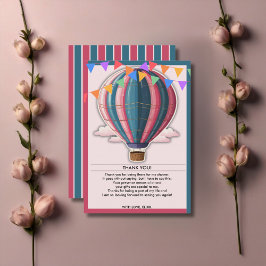 Tarjeta De Agradecimiento Aventura a la fiesta Baby Shower rosa azul