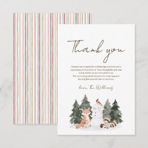 Tarjeta De Agradecimiento Aventura de bosque de invierno Baby Shower