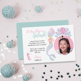 Tarjeta De Agradecimiento Aventura de cumpleaños de la princesa sirena