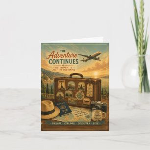 Tarjeta De Agradecimiento Aventura de jubilación con maleta de viaje vintage