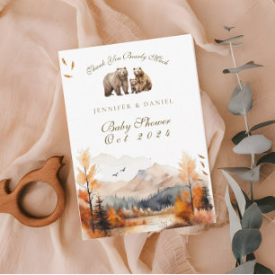 Tarjeta De Agradecimiento Aventura de oso Otoño Montañas Neutral Fiesta de b