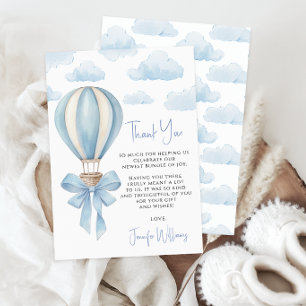 Tarjeta De Agradecimiento Aventura del globo aerostático caliente azul Baby