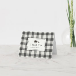 Tarjeta De Agradecimiento Aventura empieza a soportar Baby Shower Plaid Grac