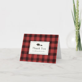 Tarjeta De Agradecimiento Aventura empieza a soportar Baby Shower Plaid Grac