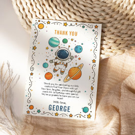 Tarjeta De Agradecimiento Aventura Espacial Primer Cumpleaños | Espacio