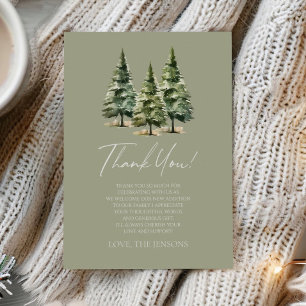 Tarjeta De Agradecimiento ¡Aventura espera! Baby Shower de Winter Pine Trees