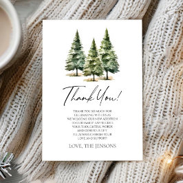 Tarjeta De Agradecimiento ¡Aventura espera! Baby Shower de Winter Pine Trees