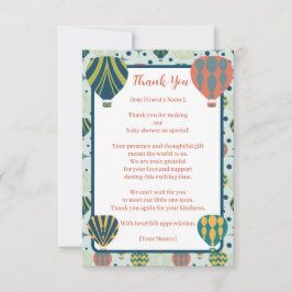 Tarjeta De Agradecimiento Aventura espera la Baby Shower de Hot Air Balloon 