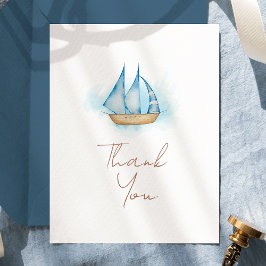 Tarjeta De Agradecimiento Aventura Náutica Baby Shower Blanco
