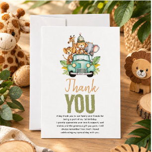 Tarjeta De Agradecimiento Aventura salvaje de una jungla 1er cumpleaños