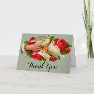 Tarjeta De Agradecimiento Aves Antiguas Amor Victoriano Paloma Arte Clásico
