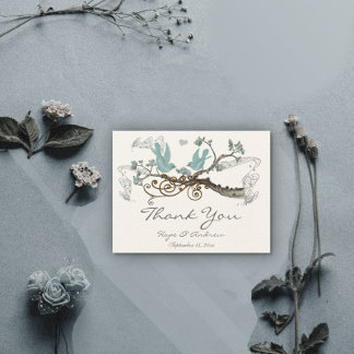 Tarjeta De Agradecimiento Aves de amor de la vieja azul de Robin gracias