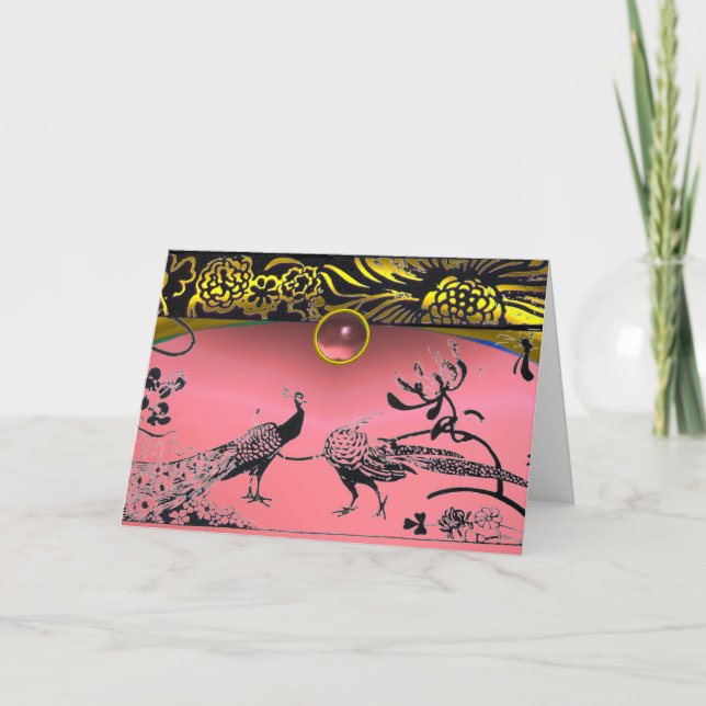 TARJETA DE AGRADECIMIENTO AVES DE AMOR DEL BODA DE ROLLO DE ORO (Anverso)