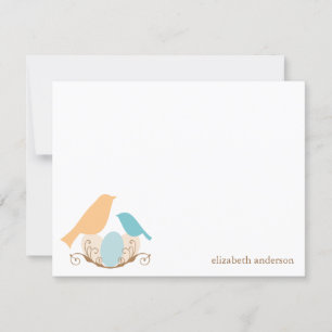 Tarjeta De Agradecimiento Aves de Oro Nest Flat Gracias Cartas