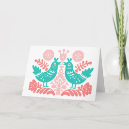 Tarjeta De Agradecimiento Aves del Arte Popular Escandinavo Gracias