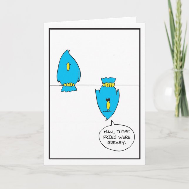 Tarjeta De Agradecimiento Aves en una alambrada - Comics a medio hornear (Anverso)