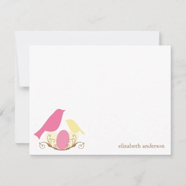 Tarjeta De Agradecimiento Aves Nest Flat Gracias Cartas (Anverso)