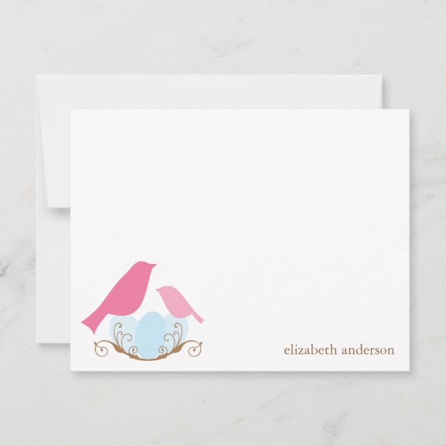 Tarjeta De Agradecimiento Aves Nest Flat Gracias Cartas (Anverso)