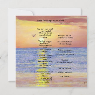 TARJETA DE AGRADECIMIENTO AVES Y BUQUES Y NUBES