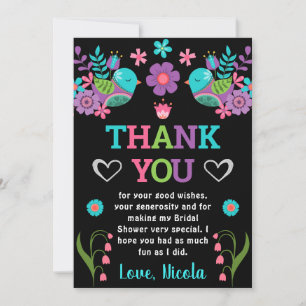 Tarjeta De Agradecimiento Aves y Floral Fiesta Mexicana Ducha Bridal