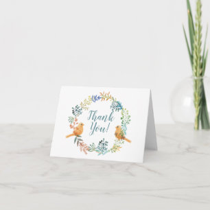 Tarjeta De Agradecimiento Aves Y Flores Gracias