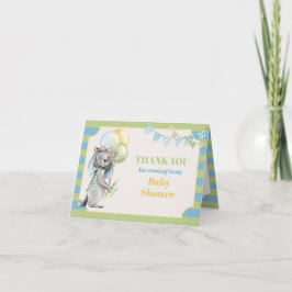 Tarjeta De Agradecimiento Aviador Wolf, Baby Shower a rayas