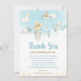Tarjeta De Agradecimiento Avión de animales muertos Baby Shower cumpleaños