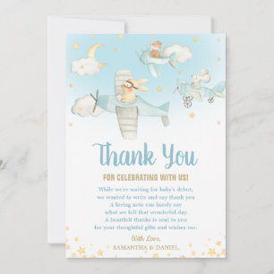 Tarjeta De Agradecimiento Avión de animales muertos Baby Shower cumpleaños