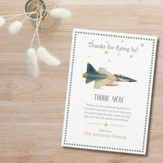 Tarjeta De Agradecimiento Avión de combate Time Flies Cumpleaños del niño