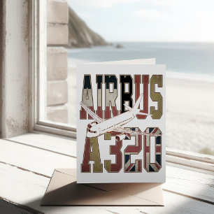 Tarjeta De Agradecimiento Avión de línea Airbus A320. Banderas europeas anti