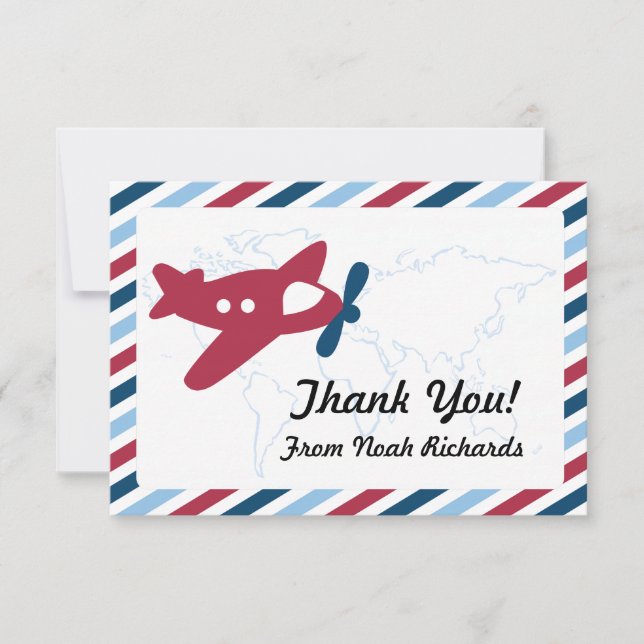 Tarjeta De Agradecimiento Avión por avión de hélice (Anverso)