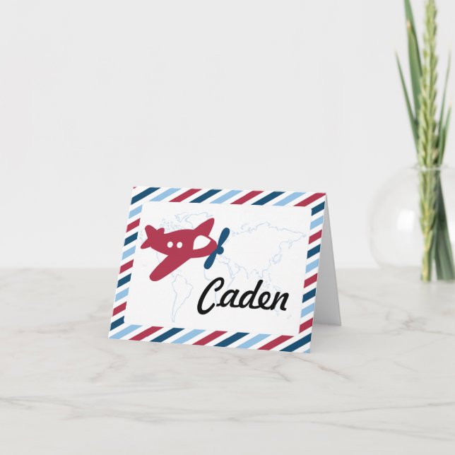 Tarjeta De Agradecimiento Avión Vintage (Anverso)