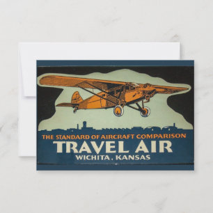 Tarjeta De Agradecimiento Avión Vintage Travel Air, Wichita la Capital Aérea