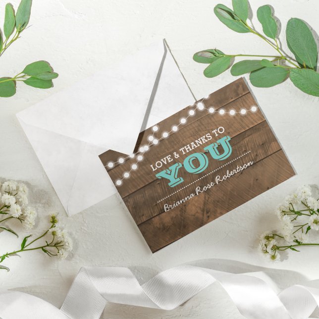 Tarjeta De Agradecimiento Aviso Verde azulado de Barnwood Lights (Subido por el creador)