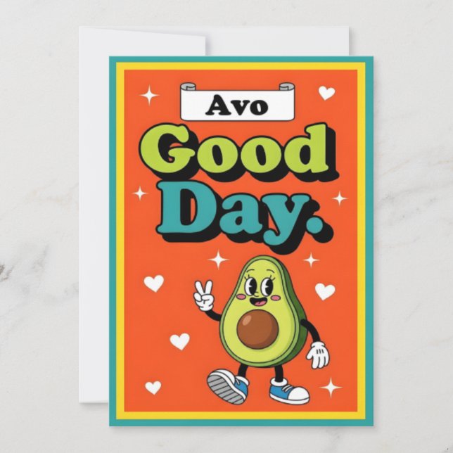Tarjeta De Agradecimiento Avo Good Day cute avocado pun gift graphic food (Anverso)