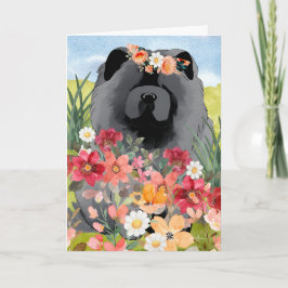 Tarjeta De Agradecimiento AWASH IN LIGHT Black - Blue Chow Dog Art Card