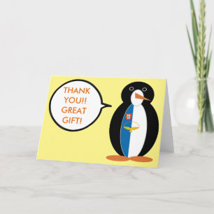 Tarjeta De Agradecimiento Azorean Talking Sra Pingüino Personalizado