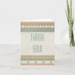Tarjeta De Agradecimiento Azteca Nativa Melocotón/Agua Gracias