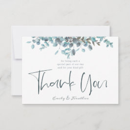 Tarjeta De Agradecimiento Azul acuarela Eucalyptus Elegante Foto De Guión