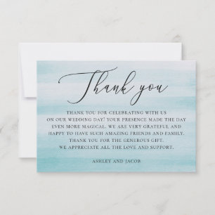 Tarjeta De Agradecimiento azul acuático suave boda suave