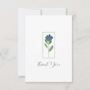 Tarjeta De Agradecimiento Azul añil, Flor abstracta de acuarela verde