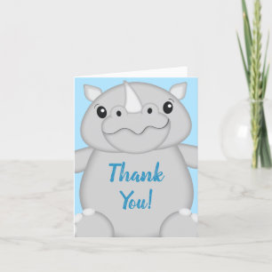 Tarjeta De Agradecimiento Azul azari de Baby Shower rinoceronte