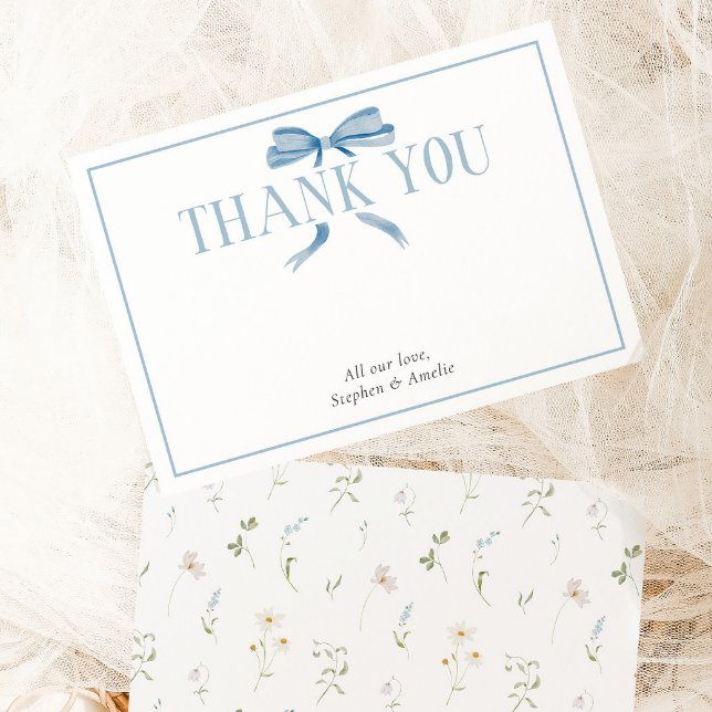 Tarjeta De Agradecimiento Azul Baby Shower Spring Flow (Subido por el creador)