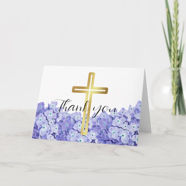 Tarjeta de agradecimiento azul Bendiciones Gracias (Anverso)