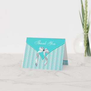 Tarjeta De Agradecimiento Azul Blanco verde azulado Gracias