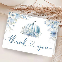 Tarjeta De Agradecimiento Azul Calabaza Baby Shower Caer plegado Gracias