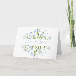 Tarjeta De Agradecimiento Azul Claro Floral Despedida de Soltera Doble
