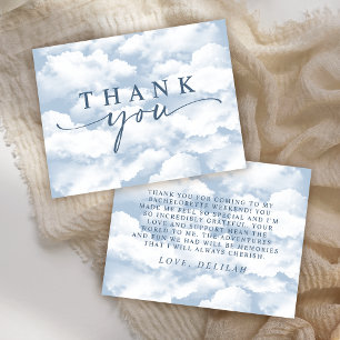 Tarjeta De Agradecimiento Azul Claro "On Cloud Nine" Bachelorette Flat