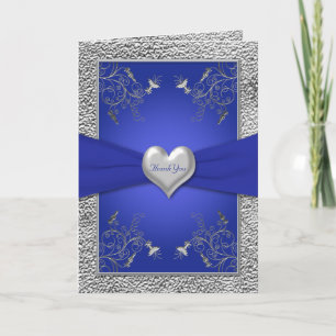 Tarjeta de agradecimiento azul cobalto y corazón d